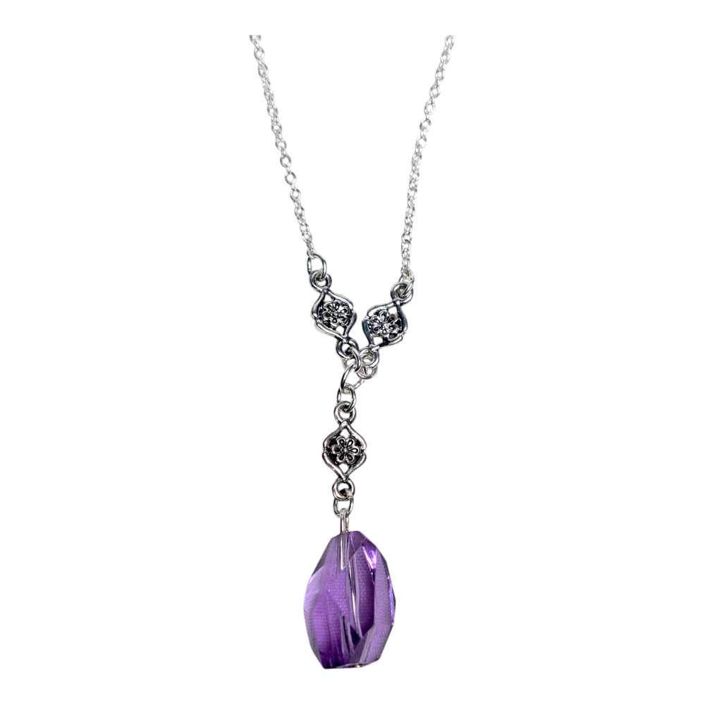 Avon Vintage Women's Jewelry‎ Silver Purple Faceted  Y Necklace 2013 Brand New